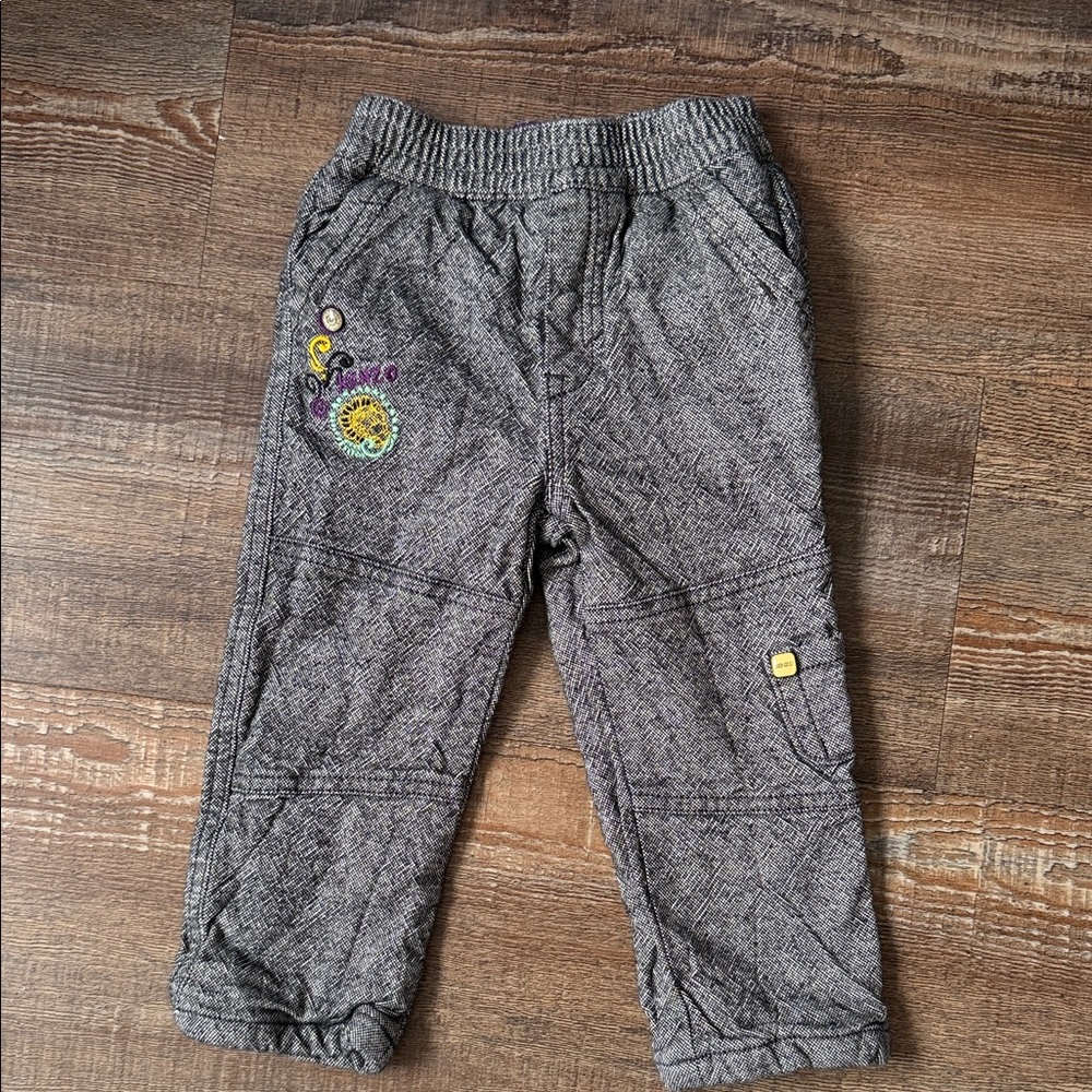 KENZO Gray Kids Bottoms with Embroidered Design